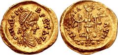 UNCERTAIN GERMANIC TRIBES, Pseudo-Imperial coinage. Late 5th century AD or slightly later. AV Tremissis (14mm, 1.37 g, 6h). Imitating a Constantinople mint tremissis struck in the name of Leo I. Uncer