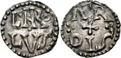 CAROLINGIANS. Charlemagne (Charles the Great). As Charles I, King of the Franks, 768-814. AR Denier (18mm, 1.21 g, 11h). Class 2. “Ardis” (Uncertain Provençal) mint. Struck 771-793/4. C(AR)o/•/LVS in 