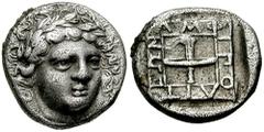 MACEDON, Amphipolis. Circa 369-368 BC. AR Drachm (3.41 gm). Estimate $3000 MACEDON, Amphipolis. Circa 369-368 BC. AR Drachm (3.41 gm). Laureate head of Apollo facing slightly right / Torch within line