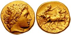 KINGS of MACEDON. Philip II. 359-336 BC. AV Stater (8.62 gm). Teos mint. Struck circa 323-316 BC. Estimate $1500 KINGS of MACEDON. Philip II. 359-336 BC. AV Stater (8.62 gm). Teos mint. Struck circa 3