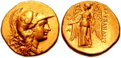KINGS of MACEDON. Alexander III. 336-323 BC. AV Stater (8.54 gm). Babylon(?) mint. Struck 325-323 BC. Estimate $4000  KINGS of MACEDON. Alexander III. 336-323 BC. AV Stater (8.54 gm). Babylon(?) mint.