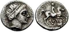 KINGS of THRACE. Lysimachos, as Satrap. 323-305 BC. AR 1/5th Tetradrachm (2.34 gm). Amphipolis mint. Struck under Philip III (via Kassander), circa 320-317 BC. Estimate $500  KINGS of THRACE. Lysimach