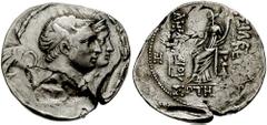 SELEUKID KINGS of SYRIA. Demetrios I. 162-150 BC. AR Tetradrachm (16.20 gm). Seleukeia on the Tigris mint. Estimate $750 SELEUKID KINGS of SYRIA. Demetrios I. 162-150 BC. AR Tetradrachm (16.20 gm). Se