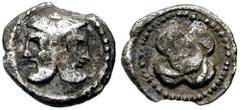 SAMARIA. Circa 375-333 BC. AR Hemiobol (0.25 gm). Estimate $750  SAMARIA. Circa 375-333 BC. AR Hemiobol (0.25 gm). Bearded bi-faced head / Pile of five Athenian tetradrachms; all in dotted incuse. Mes