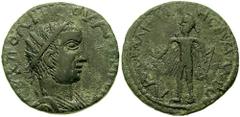 CILICIA, Lamus. Valerian I. 253-260 AD. Æ 24mm (7.55 gm). Estimate $200 CILICIA, Lamus. Valerian I. 253-260 AD. Æ 24mm (7.55 gm). Radiate and draped bust right / Apollo standing left, nude but for clo