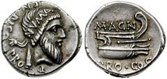 CNAEUS POMPEIUS MAGNUS (Pompey the Great). 49-48 BC. AR Denarius (4.51 gm). Uncertain mint in Greece. Estimate $1000 CNAEUS POMPEIUS MAGNUS (Pompey the Great). 49-48 BC. AR Denarius (4.51 gm). Uncerta
