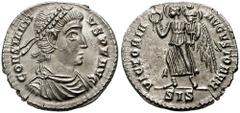 CONSTANTIUS II. 337-361 AD. AR Siliqua (2.78 gm). Siscia mint. Struck under Vetranio, 350 AD. Estimate $500 CONSTANTIUS II. 337-361 AD. AR Siliqua (2.78 gm). Siscia mint. Struck under Vetranio, 350 AD