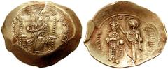 ALEXIUS I, with JOHN II. 1081-1118. EL Aspron Trachy (4.38 gm). Post reform coinage, 1092-1118. Thessalonica mint. Estimate $200 ALEXIUS I, with JOHN II. 1081-1118. EL Aspron Trachy (4.38 gm). Post re