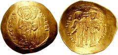 ALEXIUS III. 1195-1203. AV Hyperpyron (3.52 gm). Constantinople mint. Estimate $300 ALEXIUS III. 1195-1203. AV Hyperpyron (3.52 gm). Constantinople mint. Nimbate Christ standing facing on dais, raisin