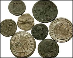 TETRARCHIC and CONSTANTINIAN. Lot of seven Æ. Lot includes the following: Diocletian. Thessalonica mint. Struck circa 298-299 AD. RIC VI 19a // Maximianus. Trier mint. Struck circa 303-305 AD. RIC VI 