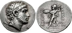 KINGS of MACEDON. Philip V. 221-179 BC. AR Tetradrachm (33mm, 16.82 g, 12h). Pella or Amphipolis mint. Struck circa 220-211 BC. Diademed head right / Athena Alkidemos, seen from behind, advancing left