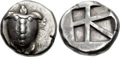 ISLANDS off ATTICA, Aegina. Circa 480-457 BC. AR Stater (20.5mm, 1221 g, 6h). Sea turtle, head in profile, with ‘T-back’ design on shell / Large square incuse with skew pattern. Meadows, Aegina , Grou