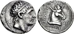 SELEUKID KINGS of SYRIA. Antiochos I Soter. 281-261 BC. AR Tetradrachm (27mm, 15.58 g, 6h). Aï Khanoum mint. Diademed head with idealized features right / BΑΣΙΛΕΩΣ to left, ANTIOXOY below, horned and 