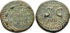 JUDAEA, Sepphoris (Diocaesarea). Nero. AD 54-68. Æ (20mm, 5.08 g, 6h). Titus Flavius Vespasianus, procurator . Dated RY 14 (AD 67/8). L [Δ]Ι Ν[ЄΡ]Ω[Ν]O/ [Κ]Λ[ΑΥ]Δ[ΙΟΥ]/ ΚΑΙCA[P]O/C in five lines withi