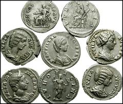 ROMAN IMPERIAL. Antonine and Severan Empresses. Lot of eight AR Denarii. Lot includes the following: SABINA. Concordia. RSC 12 // LUCILLA. Juno. RSC 36 // JULIA DOMNA. Ceres. RSC 14 // Same. Juno. RSC