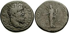 PERTINAX. 193 AD. Æ Sestertius (32mm, 26.89 gm). Laureate head right, seen from behind / Aequitas standing facing, head left, holding scales and cornucopiae. RIC IV 14; A. M. Woodward, "The Coinage of