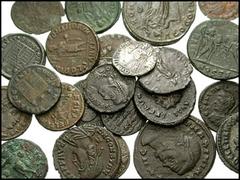 ROMAN IMPERIAL. Third and Fourth Century. Lot of twenty-three AR and Æ from various mints. Lot includes the following: POSTUMUS. Antoninianus. Struck 268 AD. Victory // CARAUSIUS. Antoninianus. Pax //