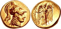 KINGS of MACEDON. Alexander III ‘the Great’. 336-323 BC. AV Stater (18mm, 8.60 g, 3h). Tarsos mint. Struck under Balakros or Menes, circa 332/1-327 BC. Head of Athena right, wearing crested Corinthian