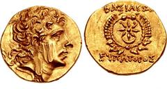 KINGS of PONTOS. Mithradates VI Eupator. Circa 120-63 BC. AV Stater (20mm, 8.46 g, 12h). Amisos or Sinope mint. Struck circa 93/2 BC. Diademed head right / BAΣIΛEΩΣ EYΠATOPOΣ, star above crescent with
