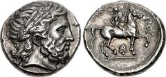 KINGS of MACEDON. temp. Philip II – Alexander III. Circa 340/36-328 BC. AR Tetradrachm (25mm, 14.44 g, 1h). In the name and types of Philip II. Amphipolis mint. Laureate head of Zeus right / Nude yout