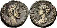 EGYPT, Alexandria. Antoninus Pius, with Marcus Aurelius as Caesar. AD 138-161. BI Tetradrachm (23mm, 13.76 g, 12h). Dated RY 5 (AD 141/2). [AVT K] T AIΛ A∆P ANTωNINO[C], laureate head right / OVHPOC K