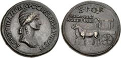 Agrippina Senior. Died AD 33. Æ Sestertius (36mm, 28.40 g, 6h). Rome mint. Struck under Gaius (Caligula), AD 37-41. AGRIPPINA • M • F • MAT • C • CAESARIS AVGVSTI, draped bust right / S P Q R above, M