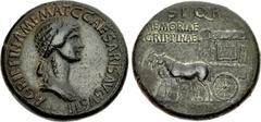 Agrippina Senior. Died AD 33. Æ Sestertius (35mm, 28.09 g, 6h). Rome mint. Struck under Gaius (Caligula), AD 37-41. AGRIPPINA • M • F • MAT • C • CAESARIS AVGVSTI, draped bust right / S P Q R above, M