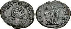 Zenobia. Usurper, AD 268-272. Antoninianus (22mm, 3.53 g, 5h). Antioch mint, 8th officina. 2nd emission, March-May AD 272. S ZЄNOBIA AVG, diademed bust right, wearing stephane, set on crescent / IVNO 
