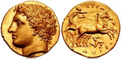 SICILY, Syracuse. Agathokles. 317-289 BC. AV Dekadrachm - 50 Litrae (4.27 gm). Struck circa 317-310 BC. Estimate $4000  SICILY, Syracuse. Agathokles. 317-289 BC. AV Dekadrachm - 50 Litrae (4.27 gm). S