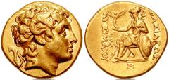 KINGS of THRACE. Lysimachos. 323-281 BC. AV Stater (8.56 gm). Alexandria Troas mint. Circa 297-281 BC. Estimate $2000 KINGS of THRACE. Lysimachos. 323-281 BC. AV Stater (8.56 gm). Alexandria Troas min