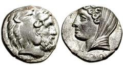 ISLANDS off CARIA. Kos. Circa 345-330 BC. AR Didrachm (6.94 gm). Estimate $1000  ISLANDS off CARIA. Kos. Circa 345-330 BC. AR Didrachm (6.94 gm). Bearded head of Herakles right, wearing lion's skin he
