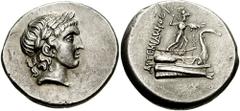 LYCIA, Phaselis. Circa 167-130 BC. AR Stater (11.02 gm). Magistrate Artemidoros. Estimate $2000  LYCIA, Phaselis. Circa 167-130 BC. AR Stater (11.02 gm). Magistrate Artemidoros. Laureate head of Apoll