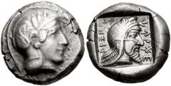 DYNASTS of LYCIA. Kherei. Circa 410-390 BC. AR Stater (8.66 gm). Xanthus mint. Estimate $2000 DYNASTS of LYCIA. Kherei. Circa 410-390 BC. AR Stater (8.66 gm). Xanthus mint. Helmeted head of Athena rig
