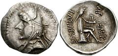 KINGS of PARTHIA. Mithradates I. Circa 171-132 BC. AR Drachm (3.93 gm). Hekatompylos mint. Estimate $200 KINGS of PARTHIA. Mithradates I. Circa 171-132 BC. AR Drachm (3.93 gm). Hekatompylos mint. Bust
