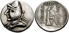 KINGS of PARTHIA. Mithradates I. Circa 171-132 BC. AR Drachm (4.05 gm). Hekatompylos mint. Estimate $150 KINGS of PARTHIA. Mithradates I. Circa 171-132 BC. AR Drachm (4.05 gm). Hekatompylos mint. Bust