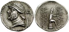 KINGS of PARTHIA. Phraates II. 132-126 BC. AR Drachm (3.96 gm). Ekbatana mint. Struck circa 128-126 BC. Estimate $200 KINGS of PARTHIA. Phraates II. 132-126 BC. AR Drachm (3.96 gm). Ekbatana mint. Str