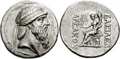 KINGS of PARTHIA. Bagases. Circa March/April - September/October 126 BC. AR Tetradrachm (15.93 gm). Seleukeia on the Tigris mint. Estimate $1500 KINGS of PARTHIA. Bagases. Circa March/April - Septembe