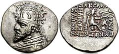 KINGS of PARTHIA. Phraates III. 70/69 - 58/7 BC. AR Drachm (4.09 gm). Kangavar mint. Struck circa 62-August/September 61 BC. Estimate $150 KINGS of PARTHIA. Phraates III. 70/69 - 58/7 BC. AR Drachm (4