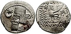 KINGS of PARTHIA. Artabanos III. 10-38 AD. Billon Drachm (2.49 gm). Mithradatkart mint. Estimate $150 KINGS of PARTHIA. Artabanos III. 10-38 AD. Billon Drachm (2.49 gm). Mithradatkart mint. Diademed b