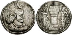 SASANIAN KINGS of PERSIA. Hormizd I. 272-273 AD. AR Drachm (4.06 gm). Estimate $1000  SASANIAN KINGS of PERSIA. Hormizd I. 272-273 AD. AR Drachm (4.06 gm). Degraded Pahlavi legend, crowned and cuirass