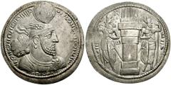 SASANIAN KINGS of PERSIA. Bahram II. 276-293 AD. AR Drachm (3.56 gm). Estimate $300 SASANIAN KINGS of PERSIA. Bahram II. 276-293 AD. AR Drachm (3.56 gm). Degraded Pahlavi legend, crowned and cuirassed