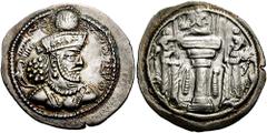 SASANIAN KINGS of PERSIA. Shahpur III. 383-388 AD. AR Drachm (4.15 gm). Uncertain eastern mint. Estimate $150 SASANIAN KINGS of PERSIA. Shahpur III. 383-388 AD. AR Drachm (4.15 gm). Uncertain eastern 