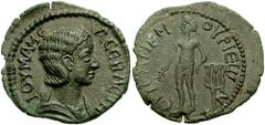 CILICIA, Anemurium. Julia Mamaea, mother of Severus Alexander. Augusta, 222-235 AD. Æ 23mm (5.01 gm). Dated regnal year 13 (of Severus Alexander; 234/5 AD). Estimate $200 CILICIA, Anemurium. Julia Mam