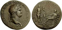 NERO. 54-68 AD. Æ Sestertius (26.98 gm). Lugdunum (Lyon) mint. Struck circa 66 AD. Estimate $1000  NERO. 54-68 AD. Æ Sestertius (26.98 gm). Lugdunum (Lyon) mint. Struck circa 66 AD. IMP NERO CAESAR AV