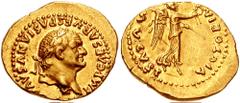 VESPASIAN. 69-79 AD. AV Quinarius (3.72 gm). Judaea Capta issue. Rome mint. Struck circa 70 AD. Estimate $5000  VESPASIAN. 69-79 AD. AV Quinarius (3.72 gm). Judaea Capta issue. Rome mint. Struck circa