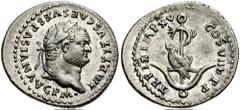 TITUS. 79-81 AD. AR Denarius (3.49 gm). Struck January-July 80 AD. Estimate $500 TITUS. 79-81 AD. AR Denarius (3.49 gm). Struck January-July 80 AD. IMP TITVS CAES VESPASIAN AVG P M•, laureate head rig