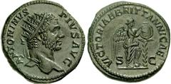 CARACALLA. 198-217 AD. Æ Dupondius (14.31 gm). Struck 210 AD. Estimate $1000  CARACALLA. 198-217 AD. Æ Dupondius (14.31 gm). Struck 210 AD. ANTONINVS PIVS AVG, radiate head right / VICTORIAE BRITTANNI