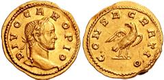 DIVUS CARUS. Died 283 AD. AV Aureus (4.72 gm). Lugdunum (Lyon) mint. Struck 284 AD. Estimate $10000 DIVUS CARUS. Died 283 AD. AV Aureus (4.72 gm). Lugdunum (Lyon) mint. Struck 284 AD. DIVO CARO PIO, l