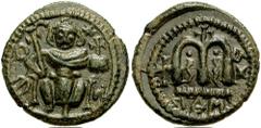 ARAB-BYZANTINE. In the style of Constans II. Circa 668-695 AD. Æ Follis (3.71 gm). Damascus mint. Estimate $300 ARAB-BYZANTINE. In the style of Constans II. Circa 668-695 AD. Æ Follis (3.71 gm). Damas