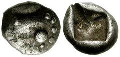 LYCIA. Circa 520 BC. AR Twelfth Stater (8mm, 0.79 gm). Head of Lion left / Square incuse. Coin Hoards VIII, Hoard II, 13 (this coin). Nice VF.